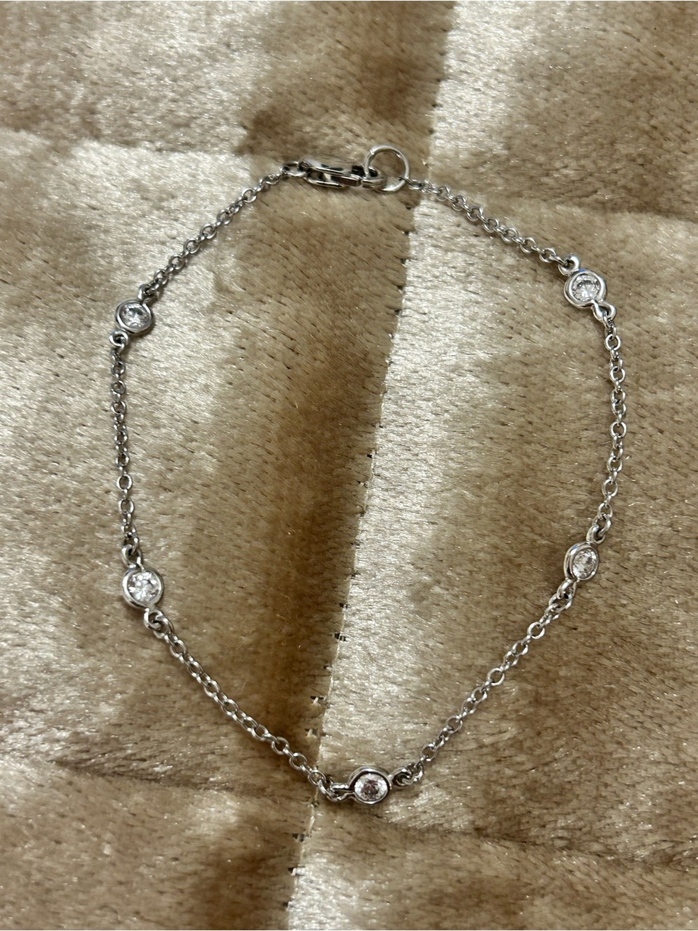 Delicate Silver Chain Bracelet with Clear Stones - Women's Jewelry